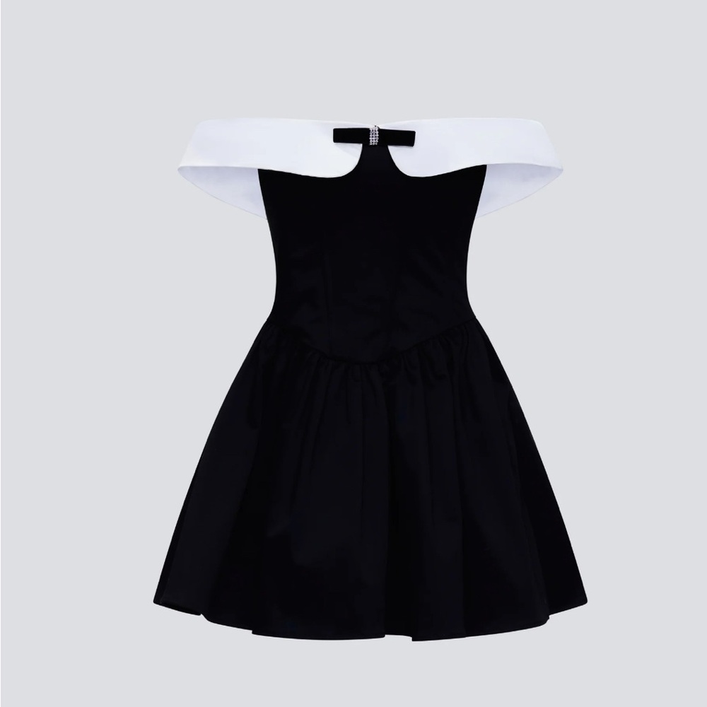 Finesse Strapless Black and White Dress